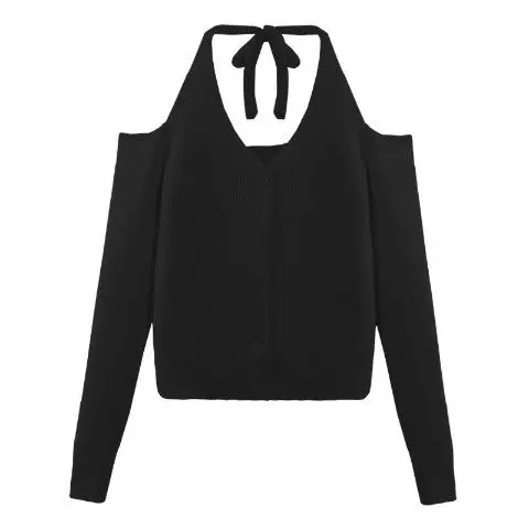 

2022 Hot Girl Christmas off-Shoulder Halter Knitwear Women's Autumn and Winter Short Inner Wear Sweet Spicy Sweater Red Top