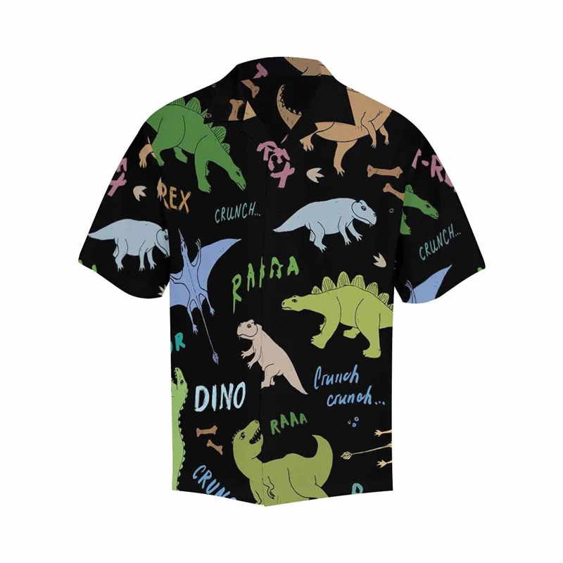 Детские рубашки с забавным рисунком динозавра для мужчин одежда гавайская