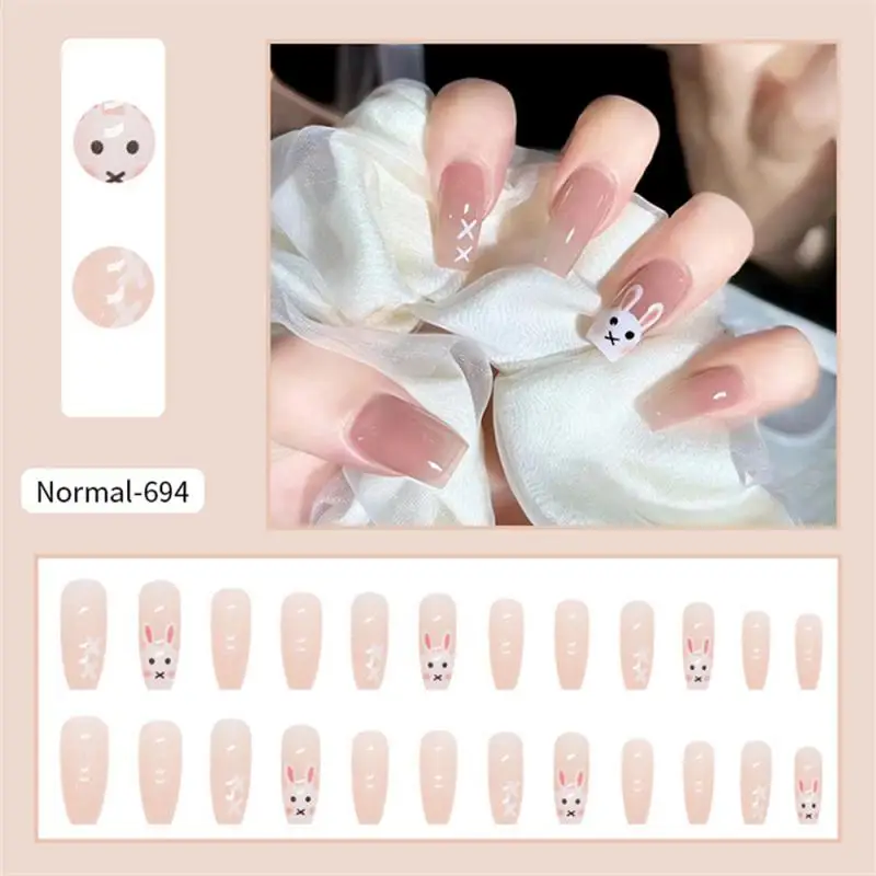 

Cute False Nails Full Cover Nail Art With Design Nail Accessories Fake Nails Wearable 24pcs/box Nail Tools Pretty Press On Nails