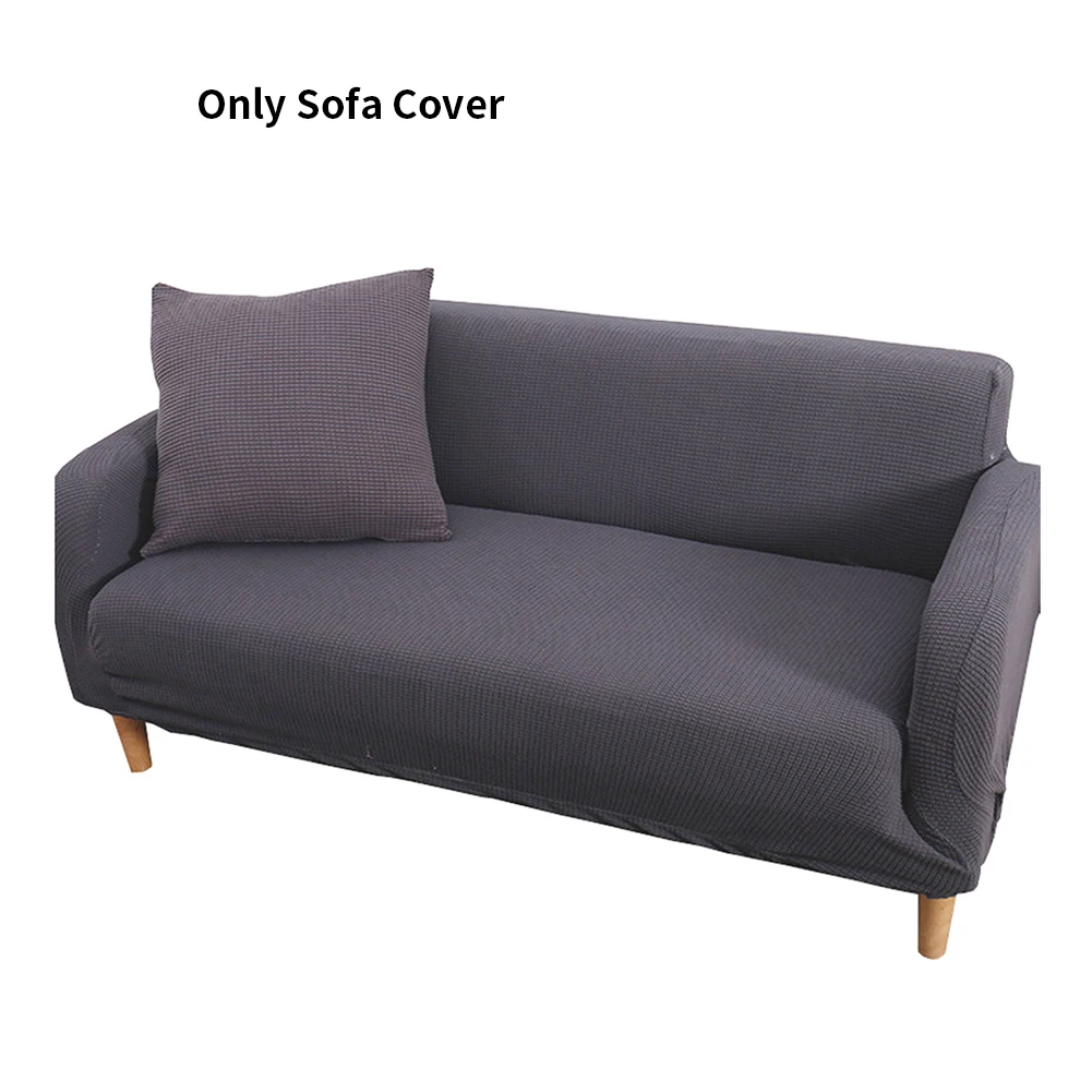 

Solid Non Slip Washable Easy Install 3 Seaters Polyester Sofa Cover Furniture Protector With Elastic Bottom Soft Home Decor