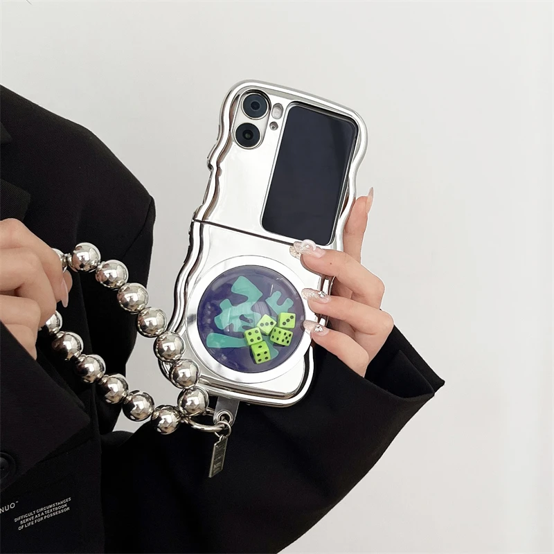 3d FaCai игральные кости с браслетом и цепочкой, гальванизированный Серебряный мягкий гелевый противоударный флип-чехол для OPPO Find N2
