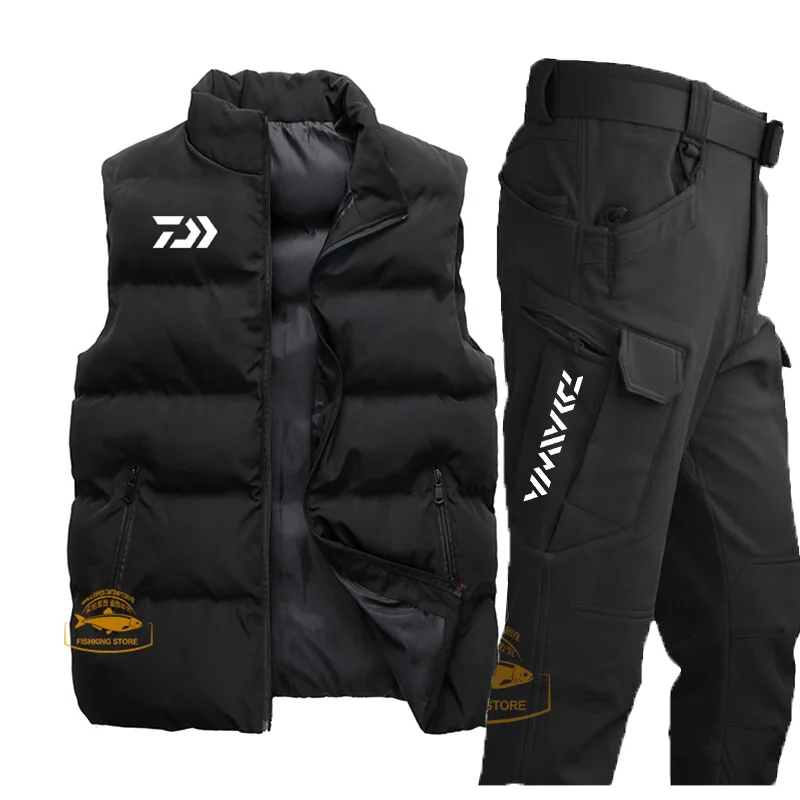 

Daiwa Sleeveless Soft Shell Fishing Suit Men's Tactical Windproof Waterproof Jacket Men's Army Combat Pants Men's Camping Jacket