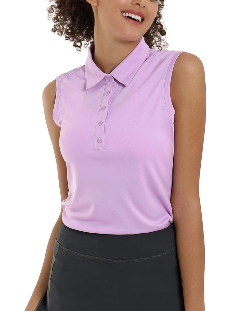 Shirt to Play Tennis Clothes Woman Golf Polo Sleeveless T-shirt V-Neck Stand Collar Outdoor Sun Protection Women's Sports Jersey