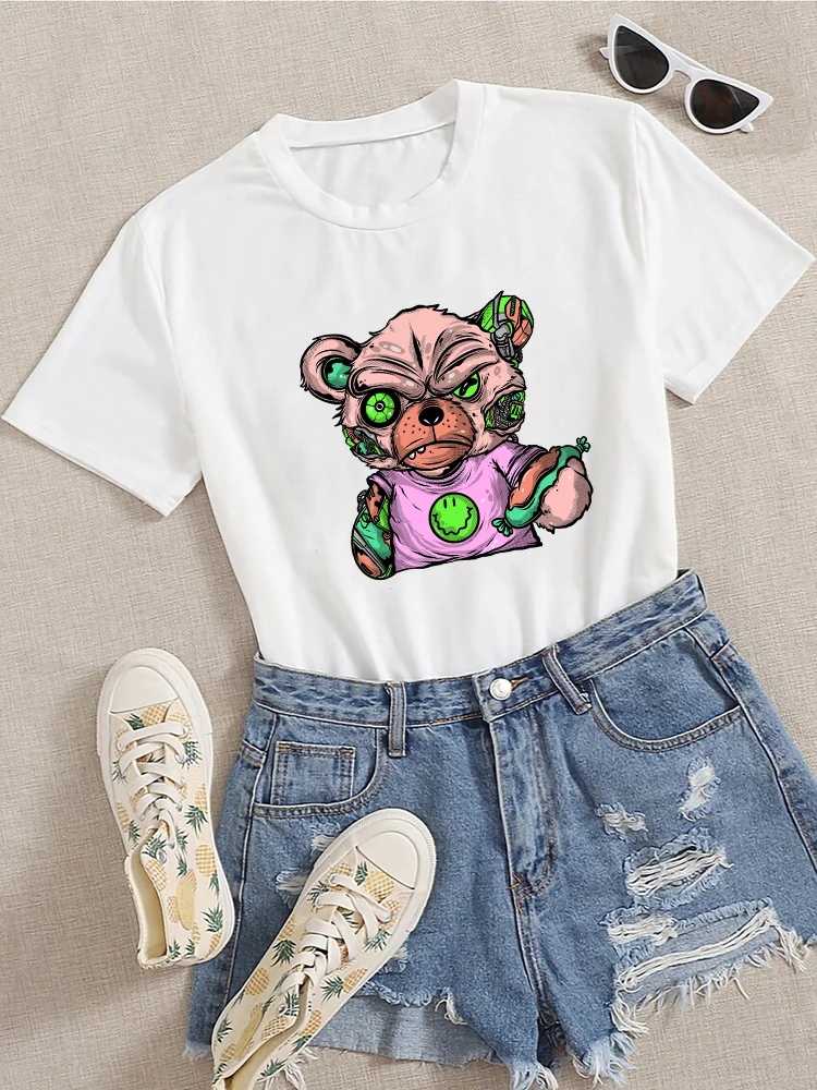 Футболка ужасная мутант с механическим медведем женские уличные футболки