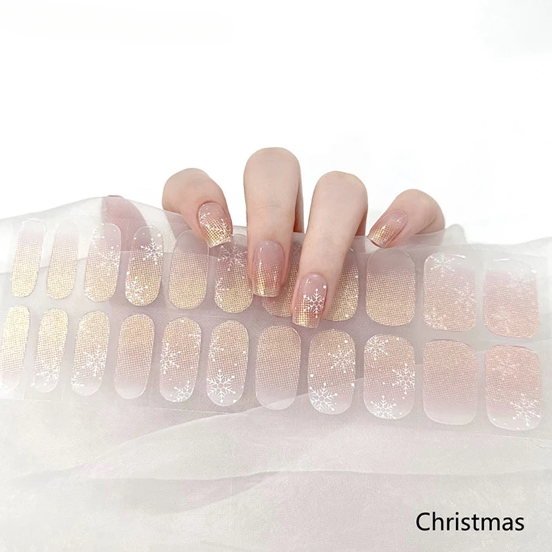 Рождественские полуотвержденные обертывания для ногтей УФ-светодиодная лампа