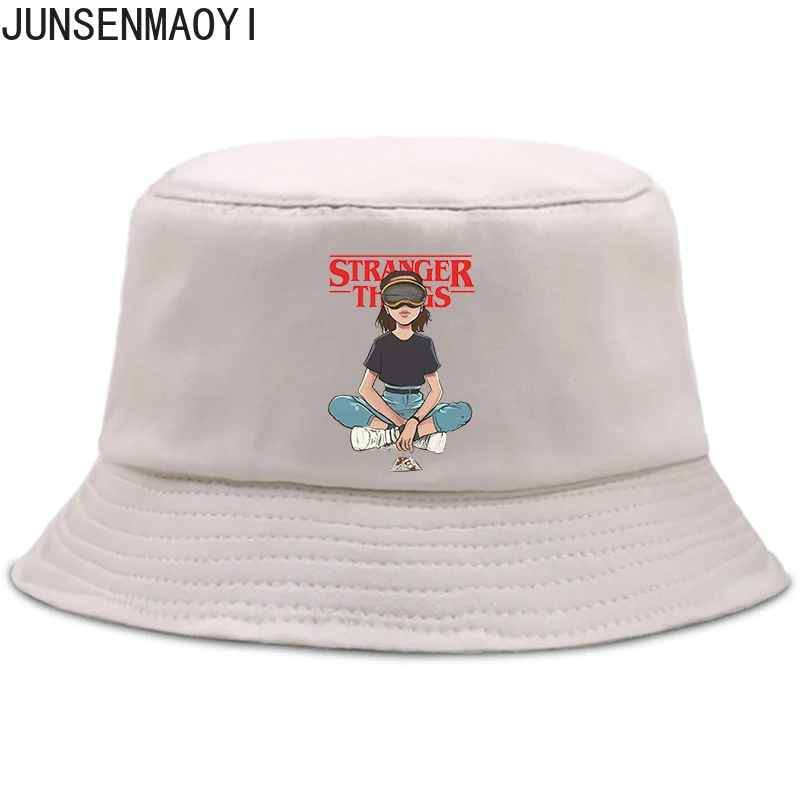Stranger Things Season 3 hat Eleven Women Men Panama Bucket Cap The Design Flat Visor Fisherman Harajuku Sun Hiking Fishing Caps