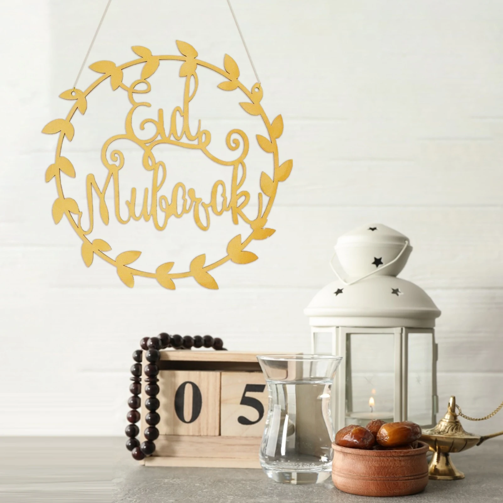 

Ramadan Kareem Wooden Ornaments2022 New Muslim Eid Ramadan Auspicious Pendant Eid Wooden Ornaments Hollow Moon Home Wall Decor