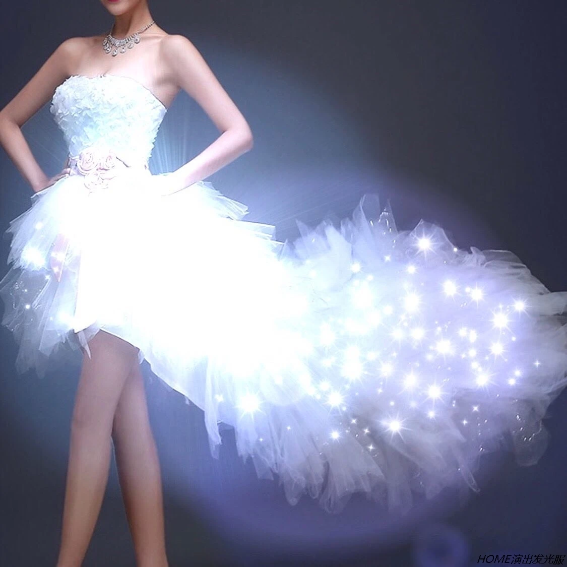 Lumious white Dresses Led Dress Sexy Women Party Wear Led Light Up Cloth Dance Costume