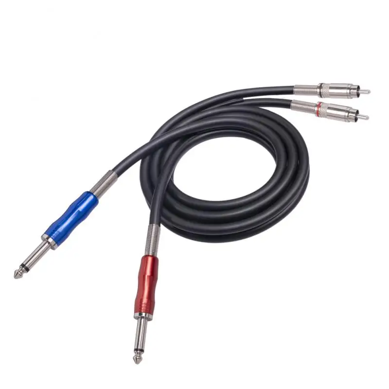 

New Firm Dual 6.35 Ts To 2rca Cable For Amplifier Speakers Tv Av 1/4 Mono Male Jack Digital Audio Cable Fast Transmission