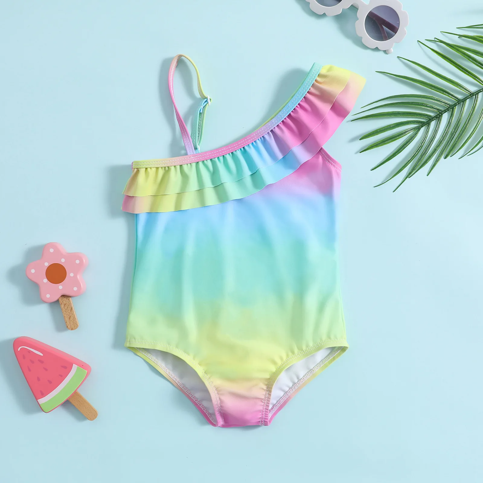 

Girls' colorful printed baby One-piece swimsuit new baby beach swimsuit cute hot spring beach swimsuit