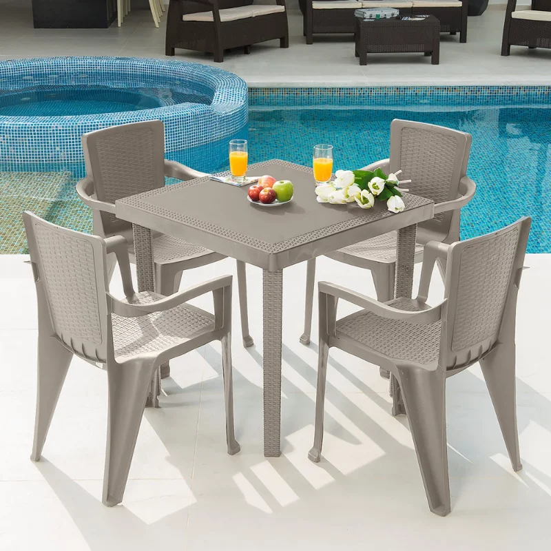 

Infinity PP Resin 5 - Piece Outdoor Patio Table and Chairs Set, Taupe