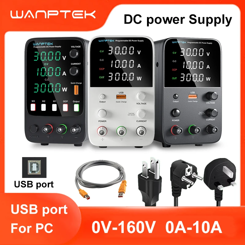 

Wanptek DC Power Supply Adjustable 30V 10A 60V 5A Laboratory Programmable Regulator Switching Power Supply for PC