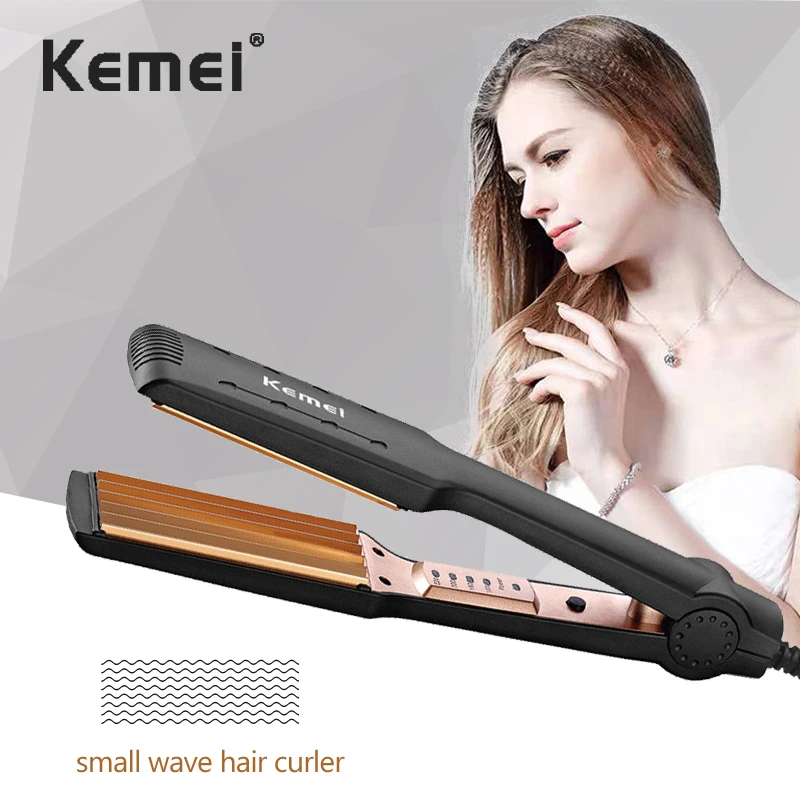 

Kemei Hair Curling Irons Curler Ceramic Corrugated Fast Heating Corn Deep Big Wave Roller Ceramic Negative Ion Hair Styler F30