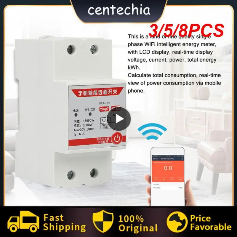

3/5/8PCS White Tuya Wifi Smart Circuit Breaker Switch Mobile Phones Control With Metering