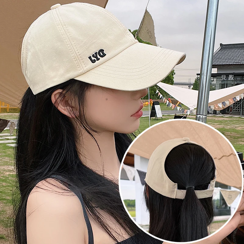 

Summer High Ponytail Baseball Cap Solid Color for Women Empty Tail Sun Visor Hats Classic Running Sport Suncreen Snapback Hat