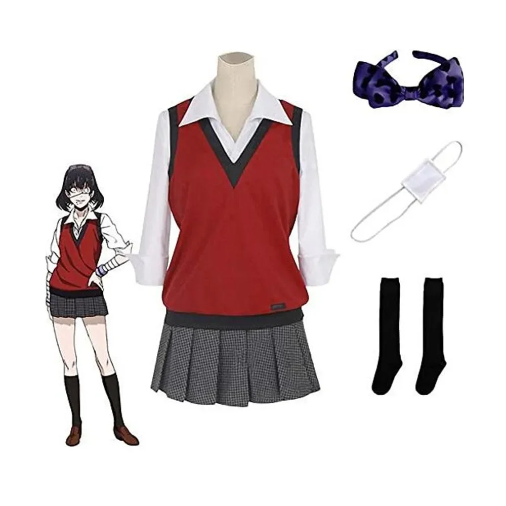 Аниме Kakegurui униформа Yumeko Jabami Twin Runa Yomozuki Ikishima Midari костюмы для косплея