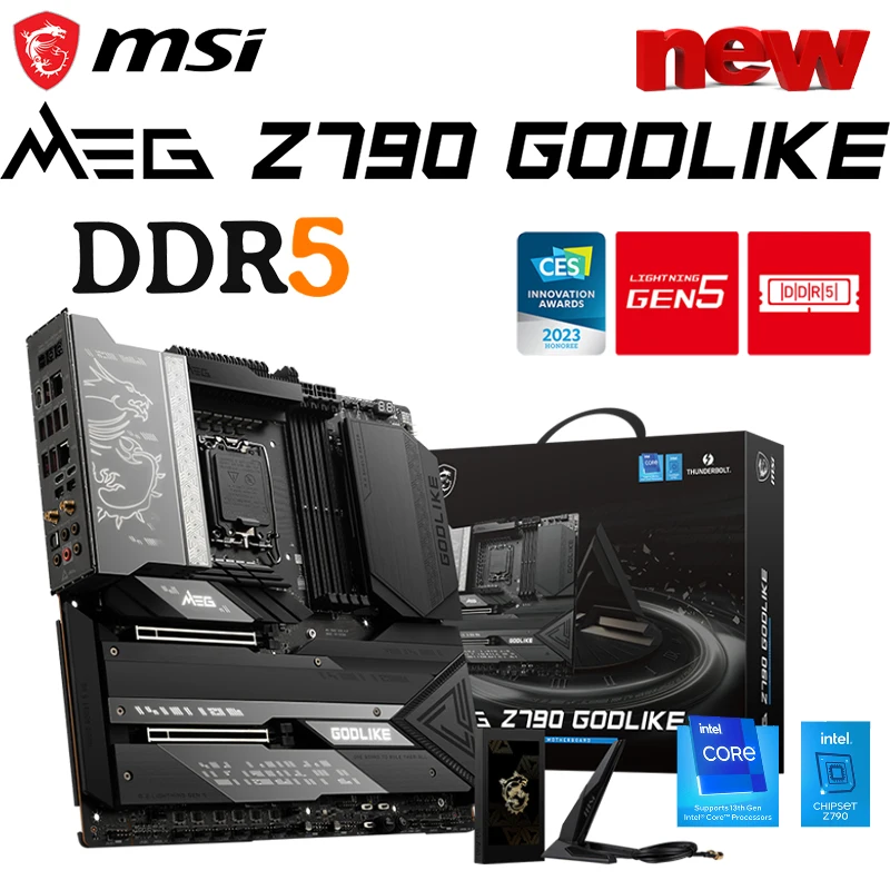 

MSI MEG Z790 GODLIKE LGA 1700 Motherboard Support Intel Core 13th and 12th Gen CPU DDR5 7800+MHz (OC) PCIe 5.0 M.2 Mainboard New