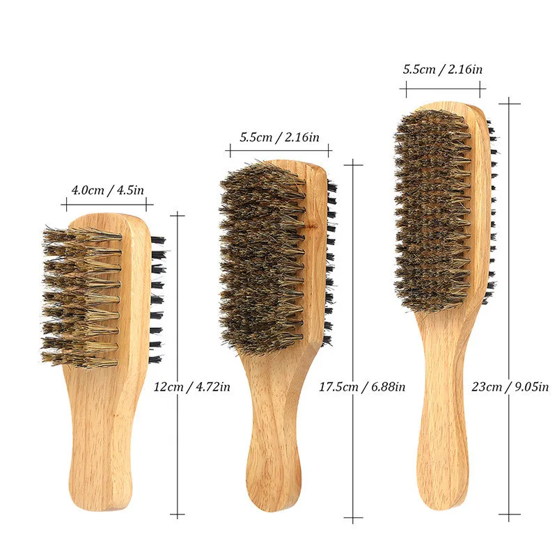 

Men Boar Bristle Hair Brush Natural Wooden Wave Brush for Male Styling Beard Hairbrush for Short Long Thick Curly Wavy Hair