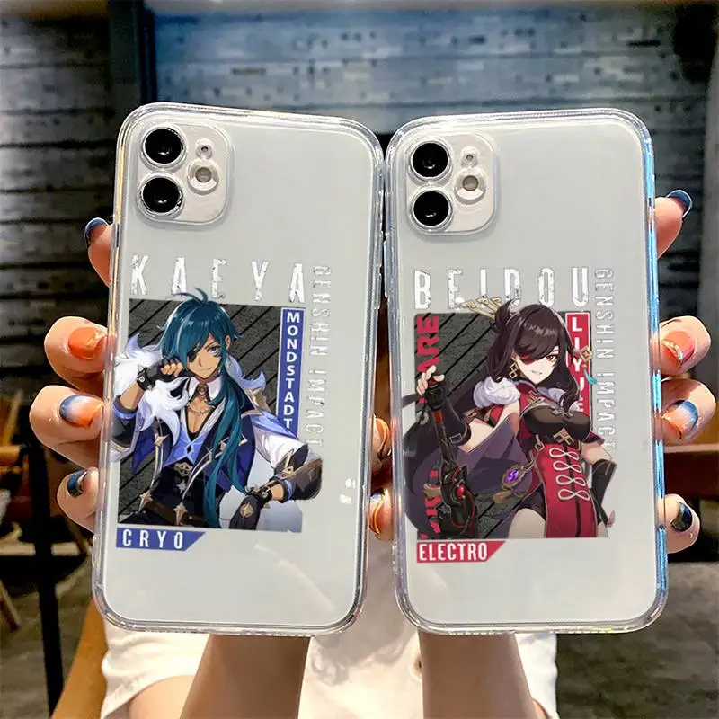 

genshin impact account hutao zhongli xiao Phone Case For iphone 13 12 11 8 7 plus mini x xs xr pro max Transparent soft