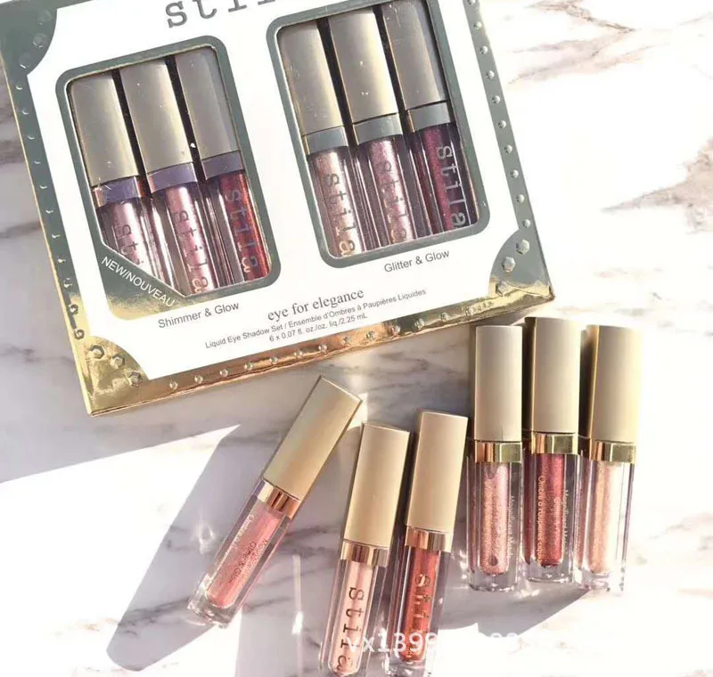 

6PCS Eye Elegance Shimmer Glitter & Glow Liquid Eyeshadow Set Enchanted Eyes Make Up Eye Shadow kit Easy To Wear Stila