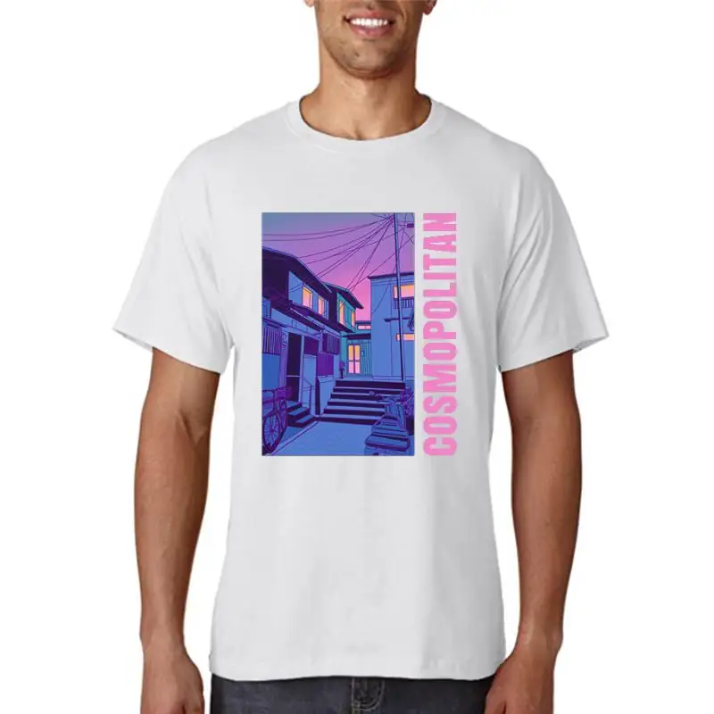 

Футболка мужская с принтом японского города и поп 80-х годов, классная уличная одежда, трендовая футболка с графическим принтом, топы в стиле хип-хоп