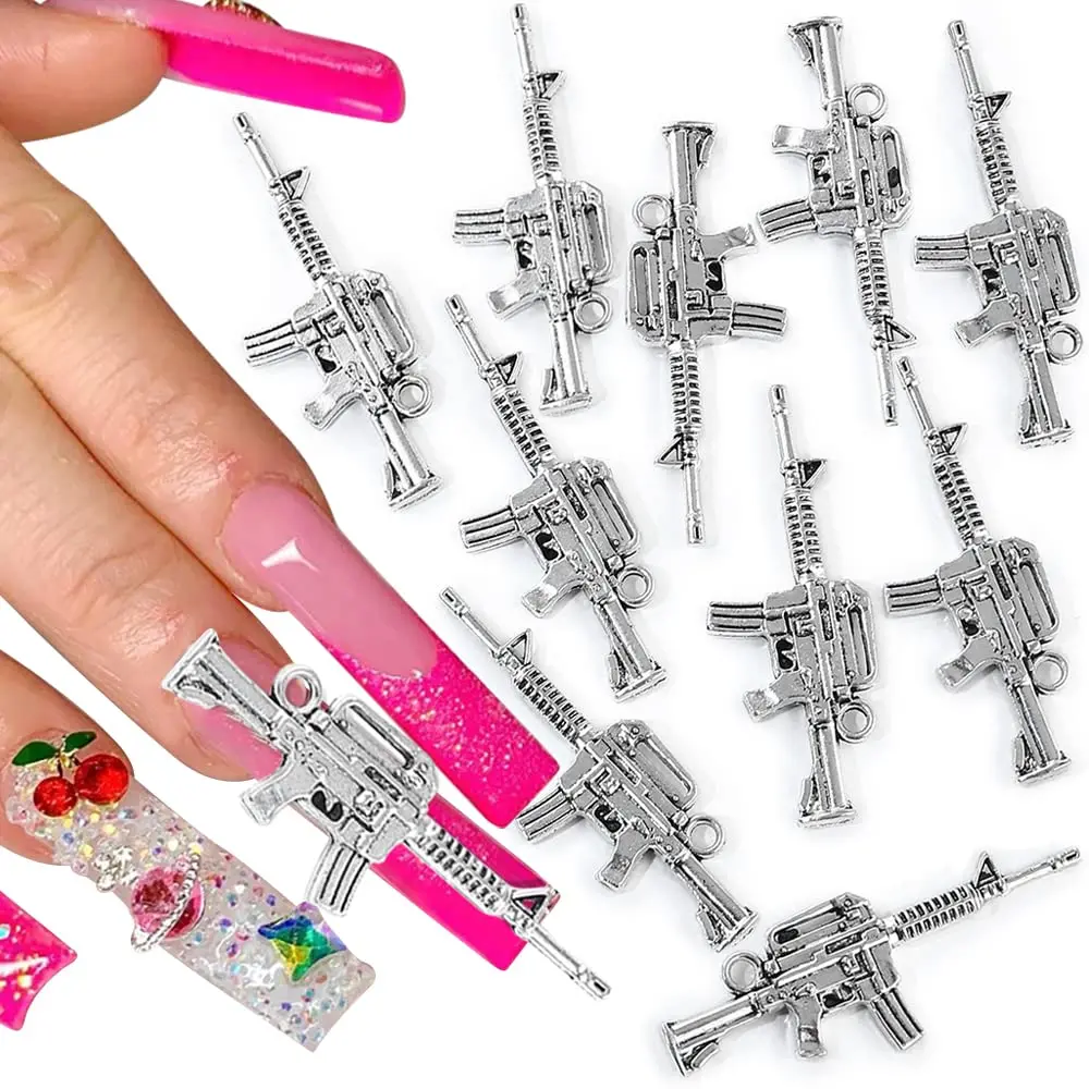 

20pcs Shiny 3D Alloy Rhinestone Nails Art Decora Charms Gun Nail Jewelry Metal Red Cherry Nail Accessories DIY Manicure Ornament