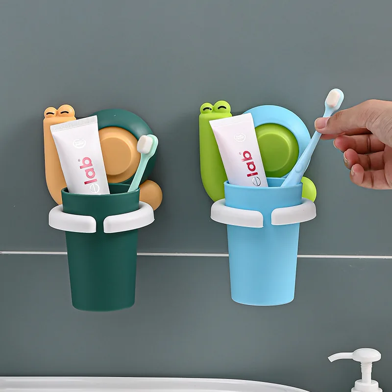 

Cartoon Snail Toothbrush Holder Self-adhesive Bathroom Wall-Mounted Mouthwash Cup Comb Toothpaste Tube Suspension Storage Rack