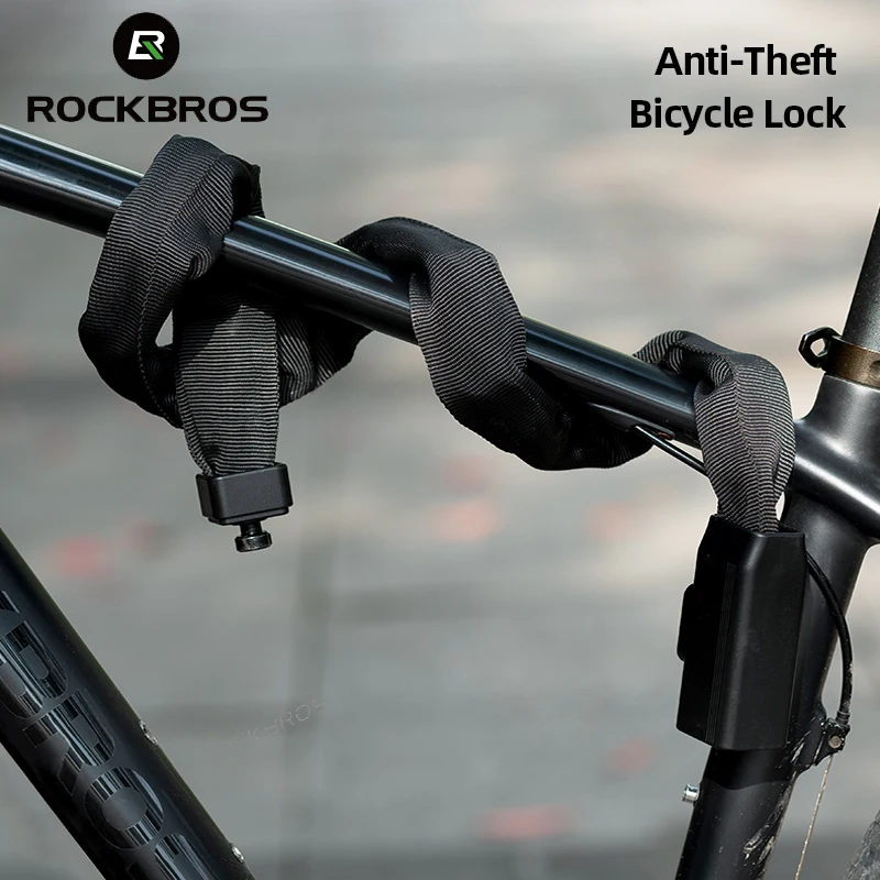 

ROCKBROS Anti-theft Bicycle Lock 97cm Electric Bike Chain Lock with 2 Keys Mountain Road Cycling Lockstitch Motorcycle Padlock