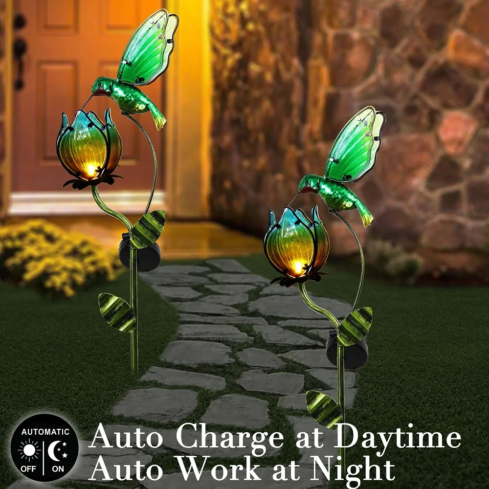 

TERESA'S COLLECTIONS Garden LED Solar Light 105cm Lamp Hummingbird Figure Statues Yard Lawn Stake Outdoors Decoration