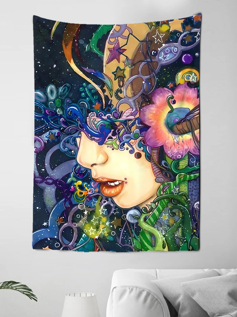 

Character Graffiti Psychedelic Tapestry Fabric Wall Hanging living Room Bedroom Hippie Lace Bohemian Decoration