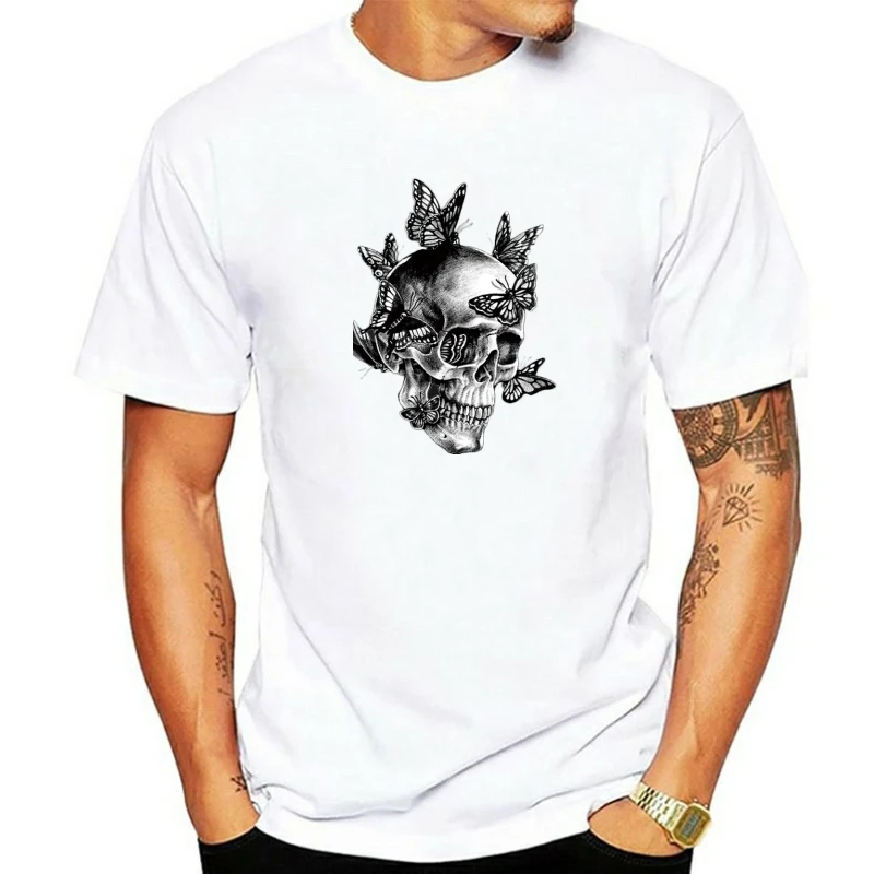 

Casual Short Sleeve Skull Butterfly Tops Print T Shirt Lady Fashion Summer Funny 90s Women Tshirts Cartoon Graphic Tee T-Shirt