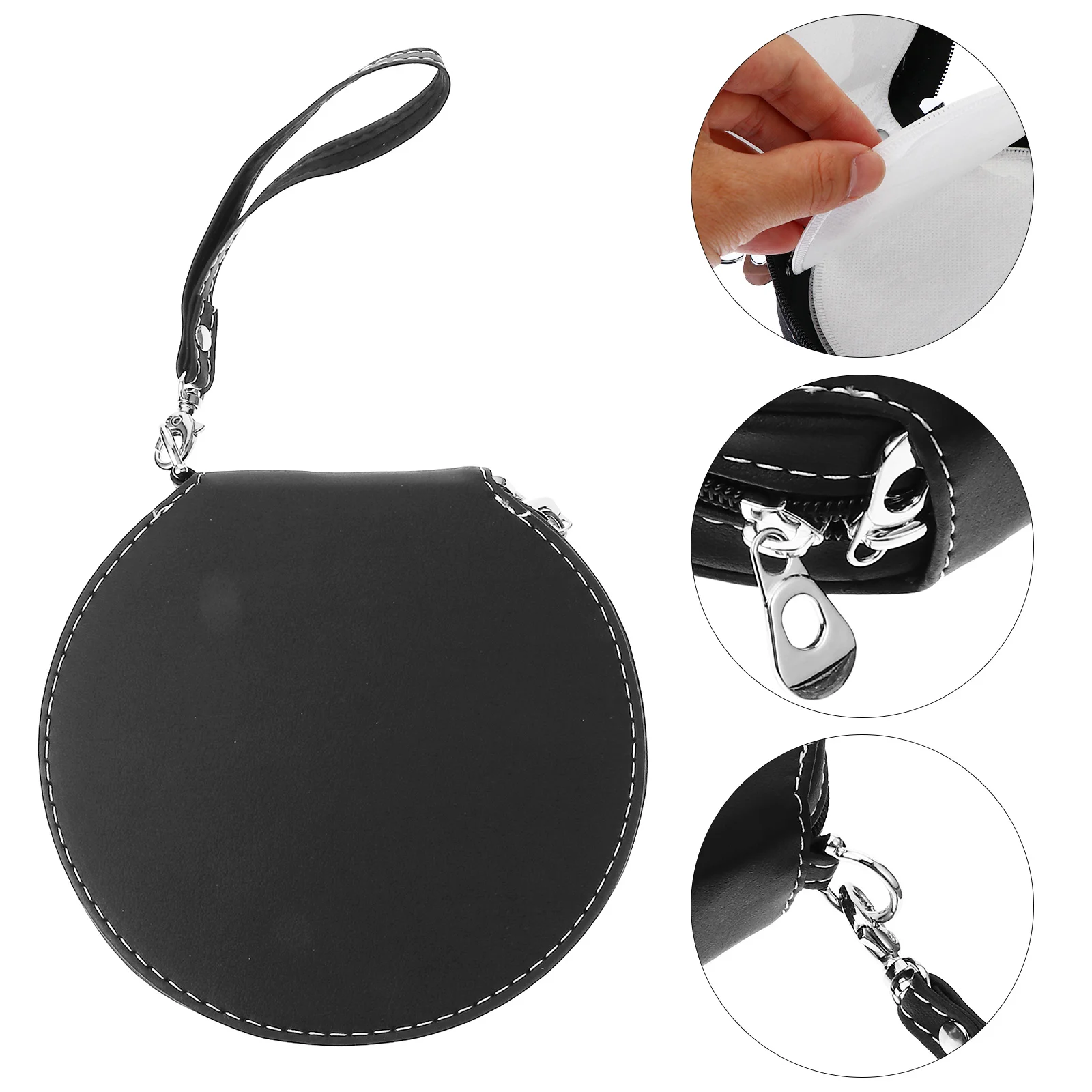 

1pc 20 Capacity Leather CDs Bag Zipper Closure Organizer Holder Pouch for Home