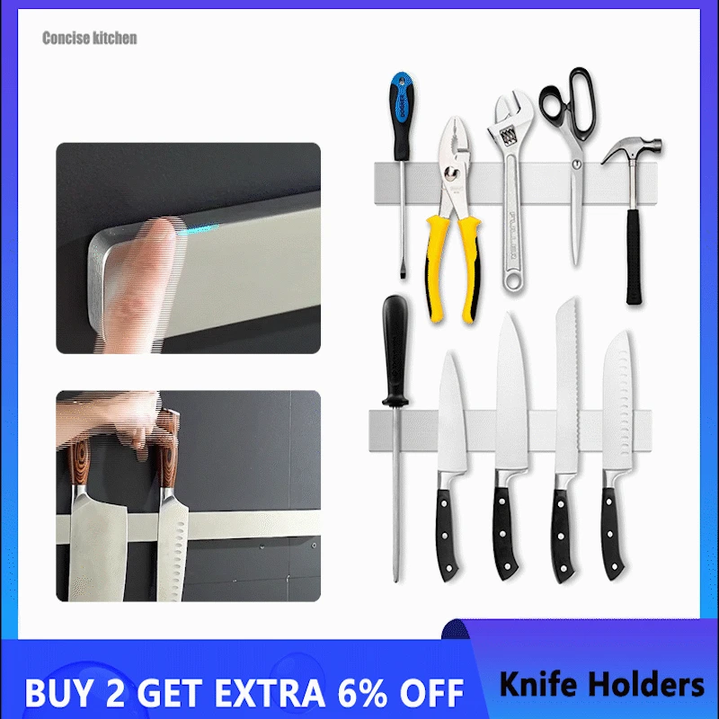 

Magnetic Knife Holder Wall Mount Storage Rack, Magnet Stand for Kitchen Knives, Kitchen Knives Strip Organizer Accessories Tools
