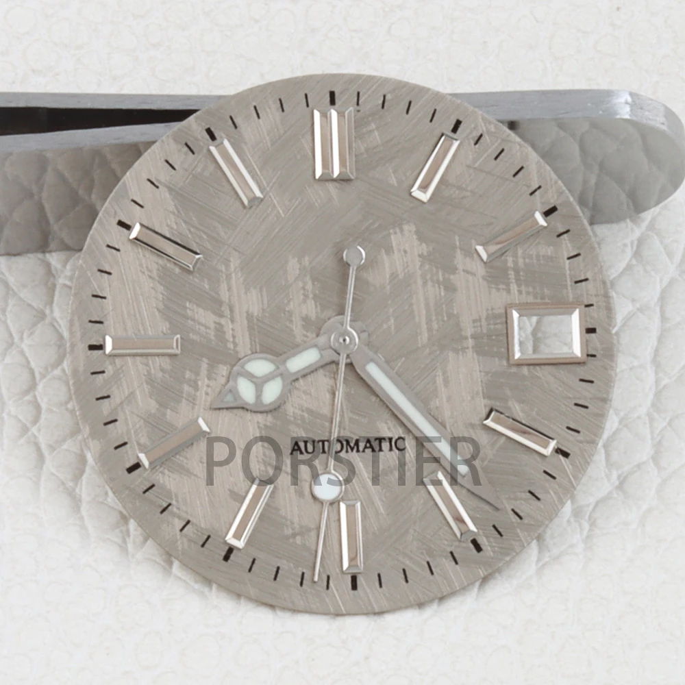 Фото Циферблат для часов 28,5 мм NH35 для механизмов DATEJUST NH35/NH36, с хаотичной текстурой, окном даты, без люминесцентного покрытия, аксессуары для модификации часов №2