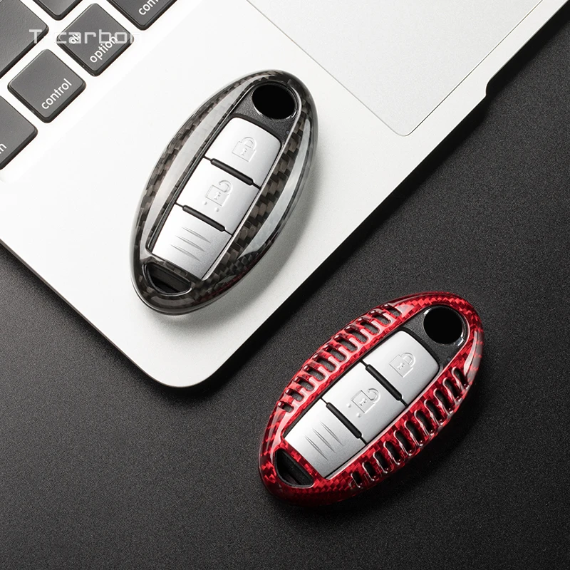 

High Quality Real Carbon Fiber Car Key Case Fob Cover For Nissan Qashqai J11 X-Trail kicks Tiida Pathfinder Murano Note Juke