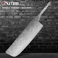 xituo 7 inch nakiri knife blank damascus steel kitchen knife blade blank diy handmade blade material quenched sharp edge