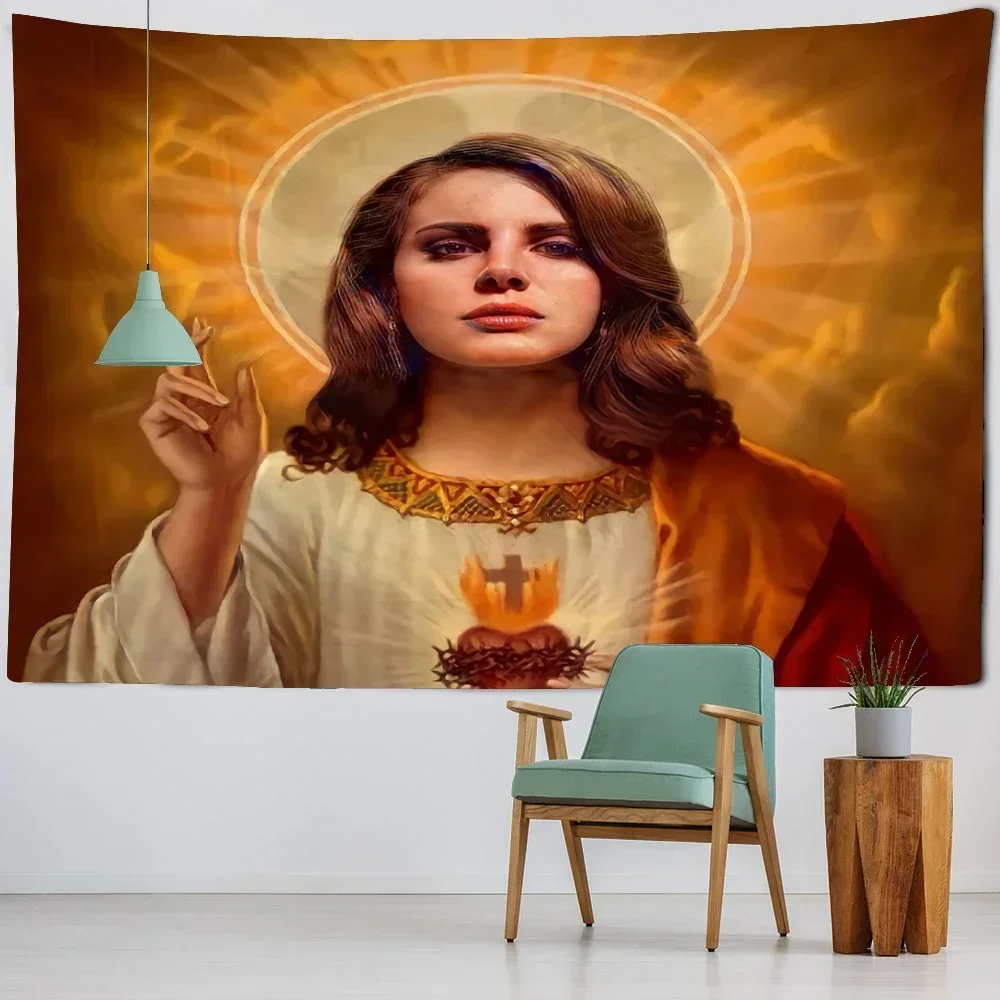 Гобелен с изображением Иисуса Девы Ланы делрей эстетическое украшение для