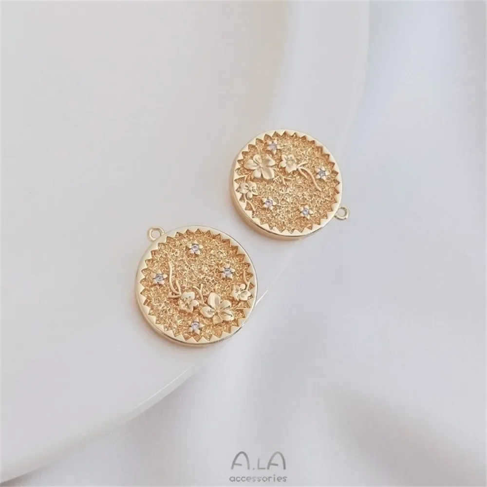 14 К медь настоящее золото декабрьский день рождения цветок круглая подвеска с