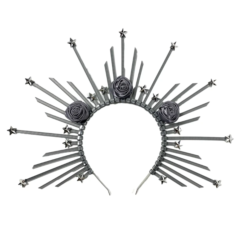 

Модная повязка на голову с короной Halos для женщин, красочная повязка на голову ручной работы, винтажная вечеринка, обруч для