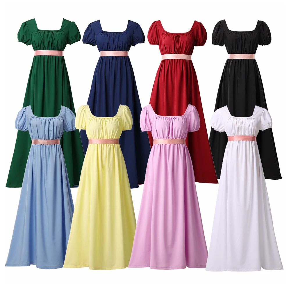 

Women Regency Dress Bridgerton Halloween Dance Party Vintage Victorian Ball Costume Jane Austen Dress Cosplay Empire Gown