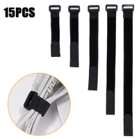 15pcs nylon reverse buckle cable strap hook loop fastener cable ties strap sticky line finishing black car interior organizer
