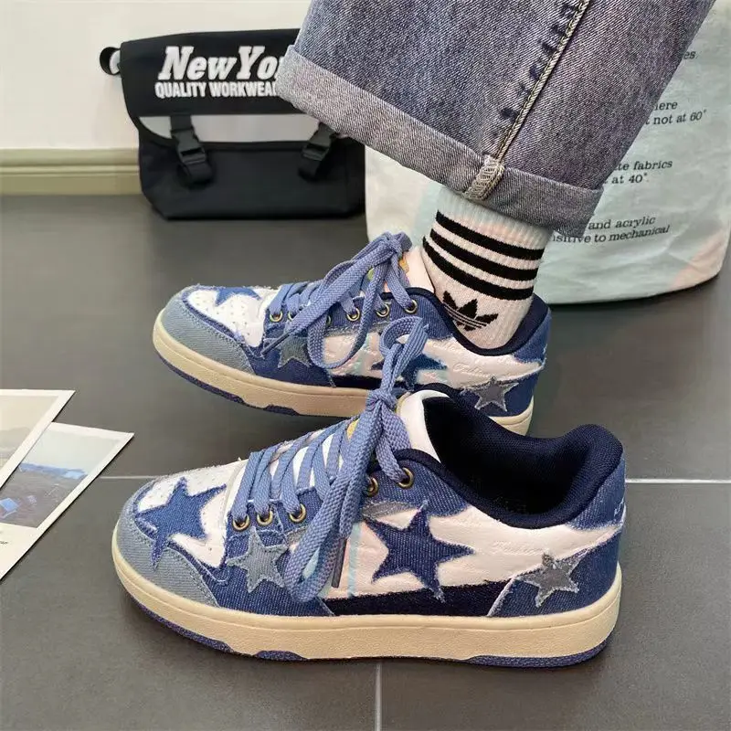 Star board shoes women's shoes versatile casual denim sneakers flat shoes