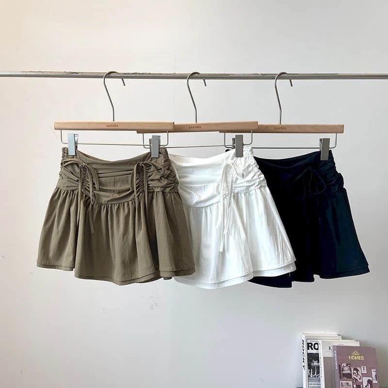 Юбка женская трапециевидная на шнуровке повседневная короткая юбка в