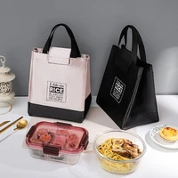 hot sales%ef%bc%81lunch bag large capacity leak proof buckle design letter print polyester couple lunch handbag for office lady