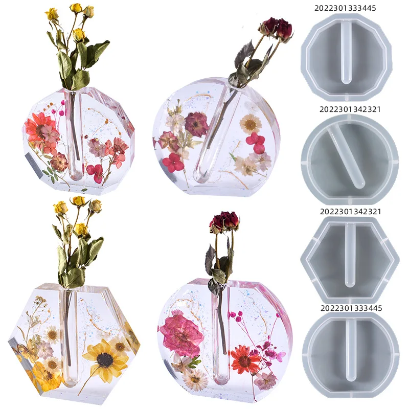 

DIY Test Tube Vase Silicone Mold Irregular Vase Cultivation Bouquet Water Grass Crystal Uv Epoxy Plaster Resin Mold Decoration