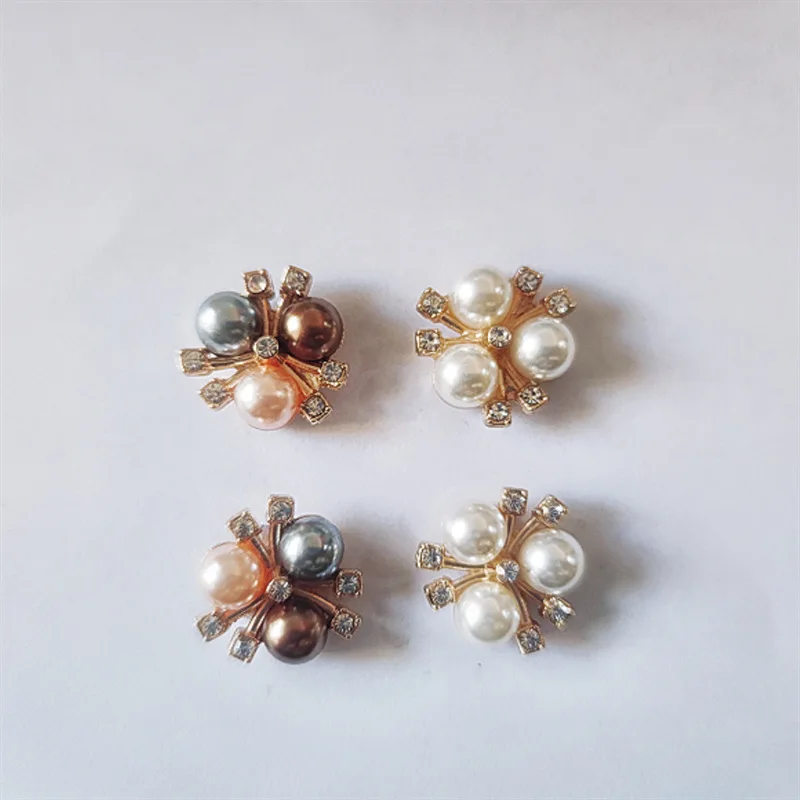 

New Three Pearl Flower Heart Alloy Headwear Handmade Children's Hair DIY Material Accessories