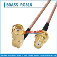 1x pcs rpsma rp sma rp sma male 90 degree right angle to sma female washer bulkhead nut plug coaxial pigtail jumper rg316 cable