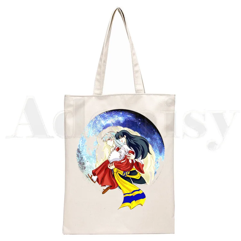 Sesshoumaru Inuyasha Kagome Japan Manga Anime Handbags Women Elegant Canvas Bag Shoulder Bags Casual Shopping Girls Handbag