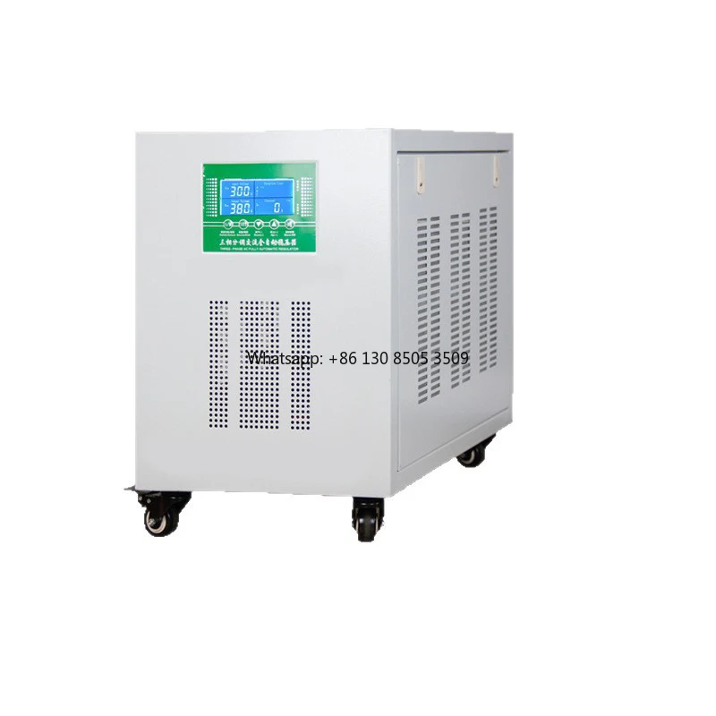 Фото Настраиваемый SGW-15-120KVA Мощный полностью автоматический медный светодиодный дисплей 380 В SVC Трехфазный автоматический стабилизатор напряжения переменного тока №1