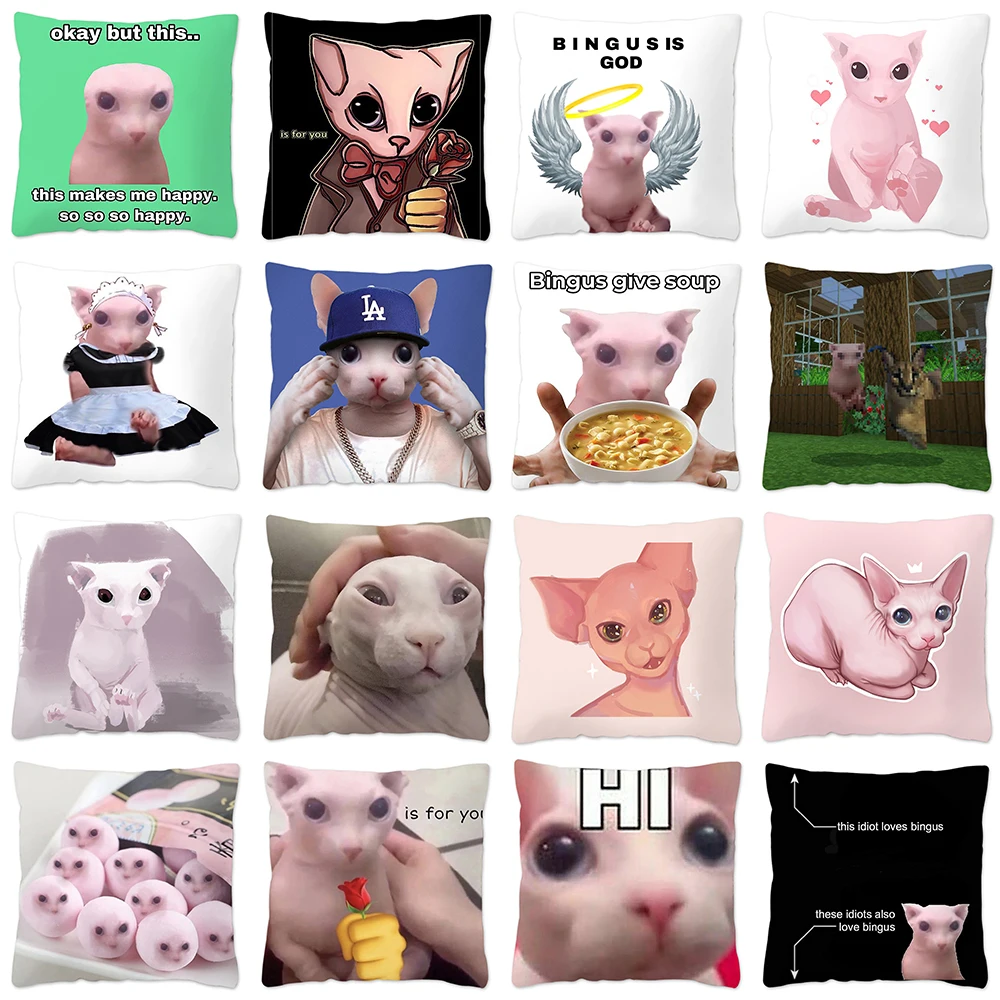 

Bingus Cat Meme Pillow Case Home Decoration Funny Cushion Cover for Sofa Livingroom Throw Pillow Cover Fundas Para Cojines